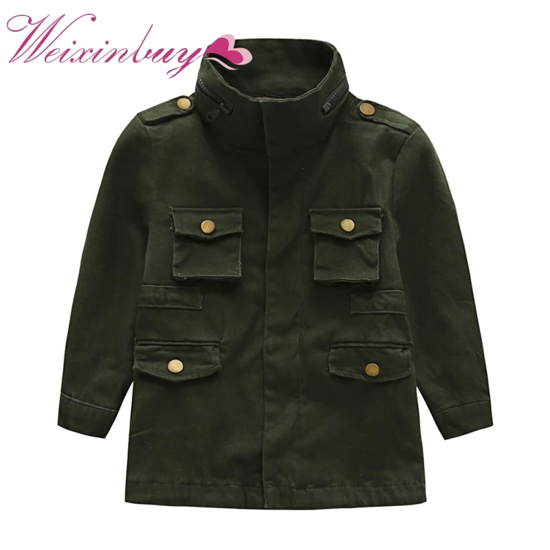 

2017 Baby Children Kids Military Jacket Kids Boy Outerwear Canvas Utility Jacket