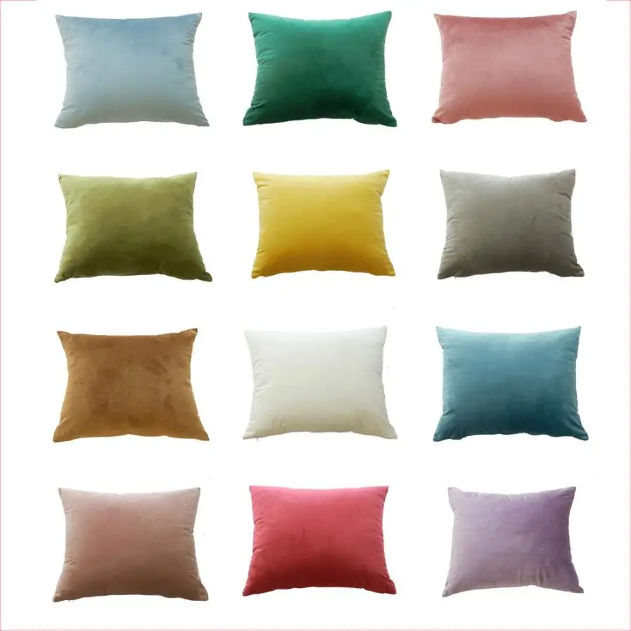 

Drop Ship Super Soft Velvet Cushion Cover Plain Solid Velour Pillow Cover Home Decor Pillow Case decorative Throw Pillow 45x45cm