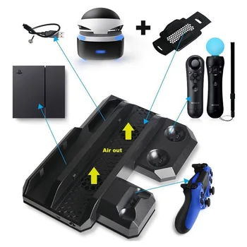 

Multifunctional Vertical Console Cooling Stand PS4 Pro/PS4 Slim/PS4 PS Move PS4 Controller Charger Station VR Showcase Holder