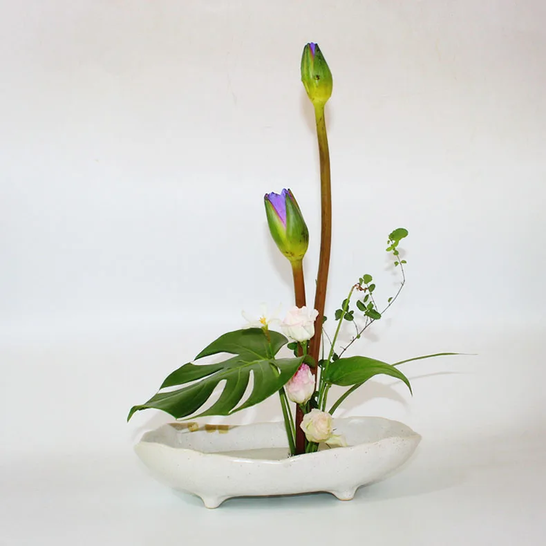 Корзина для цветов грубая глиняная Ваза Jardiniere Ikebana Kenzan керамическая Столешница цветочный горшок цветочный узор винтажный домашний декор