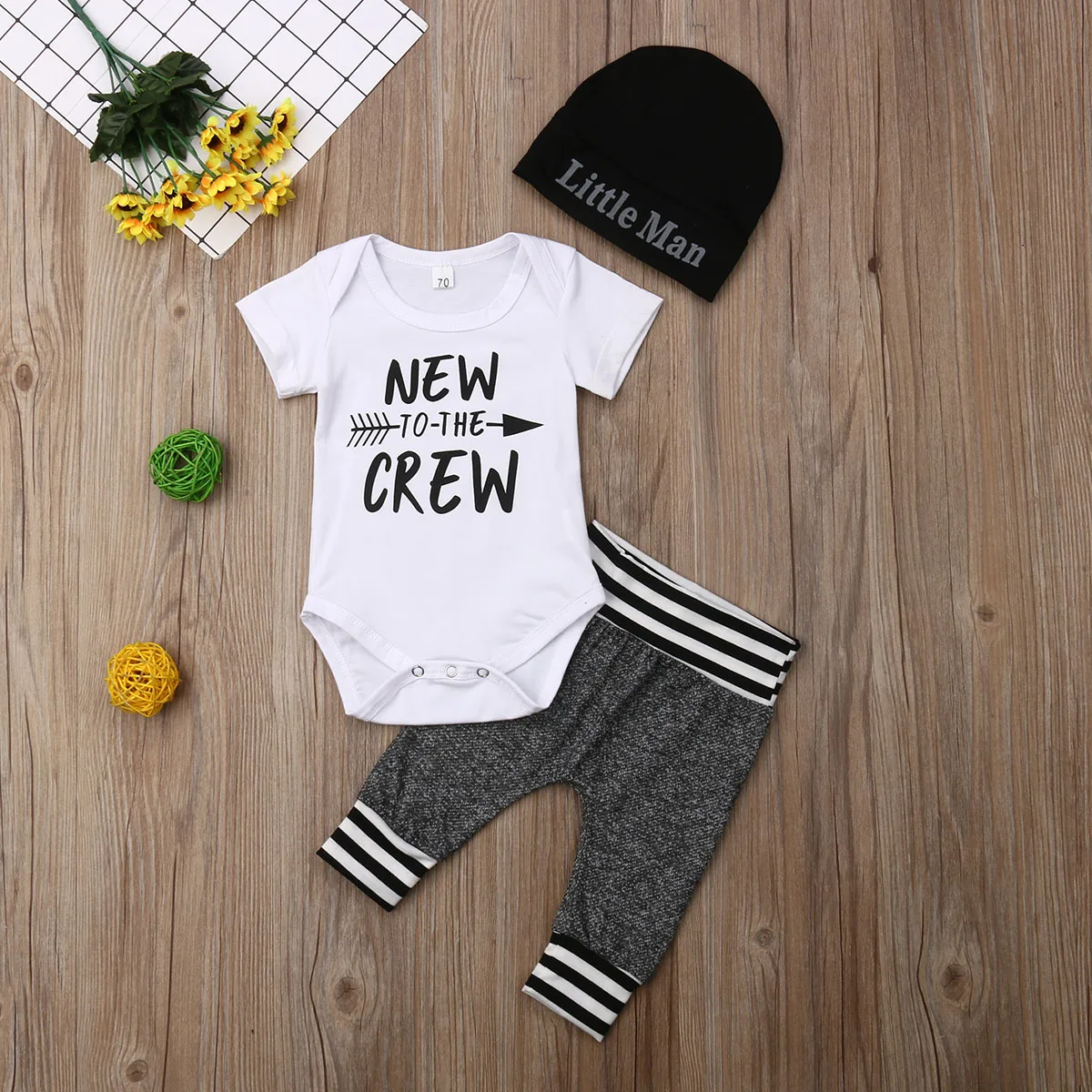 3Pcs/set Baby Boy Clothes Infant Romper+Pants+Hat Long&Short Sleeve Newborn Clothes Outfit Clothes Infant Clothing 0-18Months