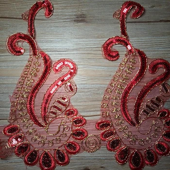 

9Yards Delicate Red Glitter Wedding Dress Cording Lace Trim Applique Thread Embroidery Lace Accessories Fabric