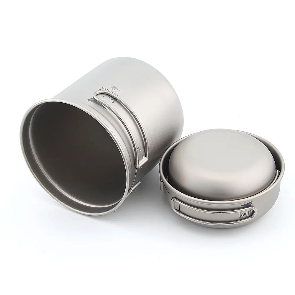 Keith ti6052 camping Utensilios de cocina plegable al aire libre olla tazón de titanio 300 400 1200 ml