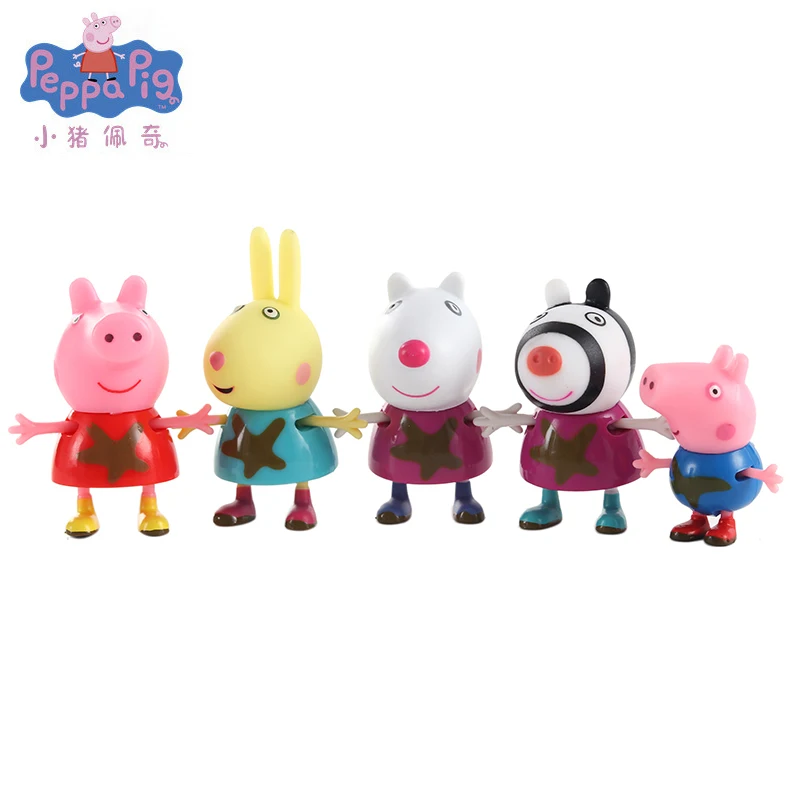 Peppa pig Джордж Гвинея семейство розовых свиней Pack 5 шт./компл. фигурку оригинальный Pelucia аниме набор игрушек для детей подарок