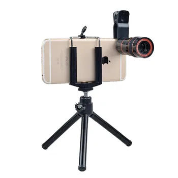

Mini Tripod with Telescope Telephoto Camera Lens 8X Zoom Manual Focus Clip-on Camera Lens for iPhone Samsung XIAOMI HUAWEI phone