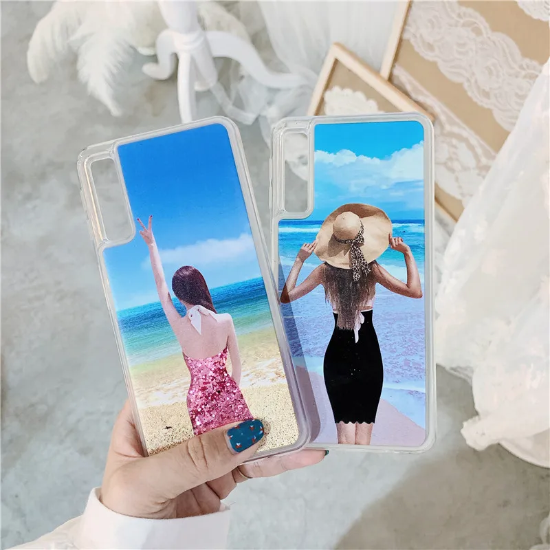 Силиконовый чехол для телефона Samsung Galaxy A7 2018 с динамической жидкостью