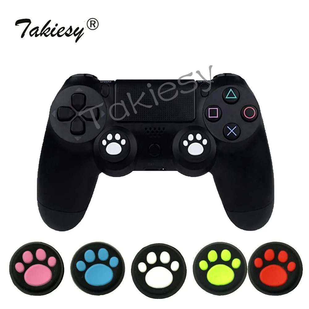 Takiesy 4 шт. силиконовый джойстик с принтом кота для ручек колпачки Dualshock PS4 Pro тонкий