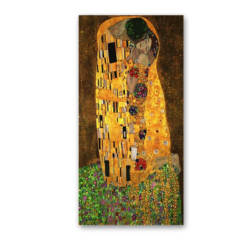 Классический Gustav Klimt классический поцелуй Холст Картина DIY твердая деревянная рамка растягивается плакат печать стены искусства картины декор для входа - Цвет: Style A