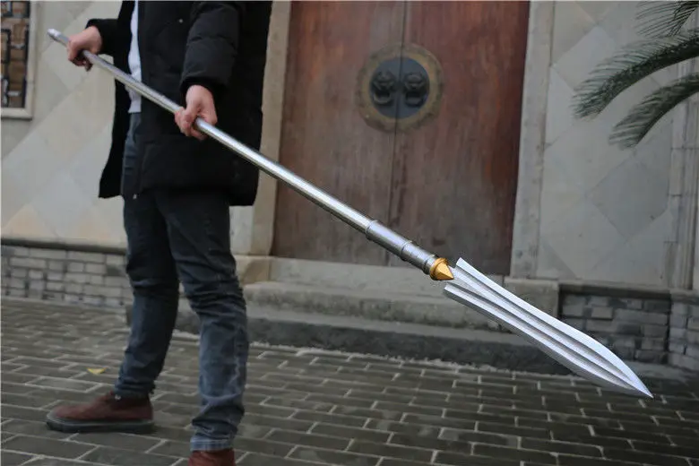 

Handmade Chinese Kund Fu Hunting Fighting Spear Sturdy Sharp Spearhead Damascus Steel Blade Wushu Sword Full Tang