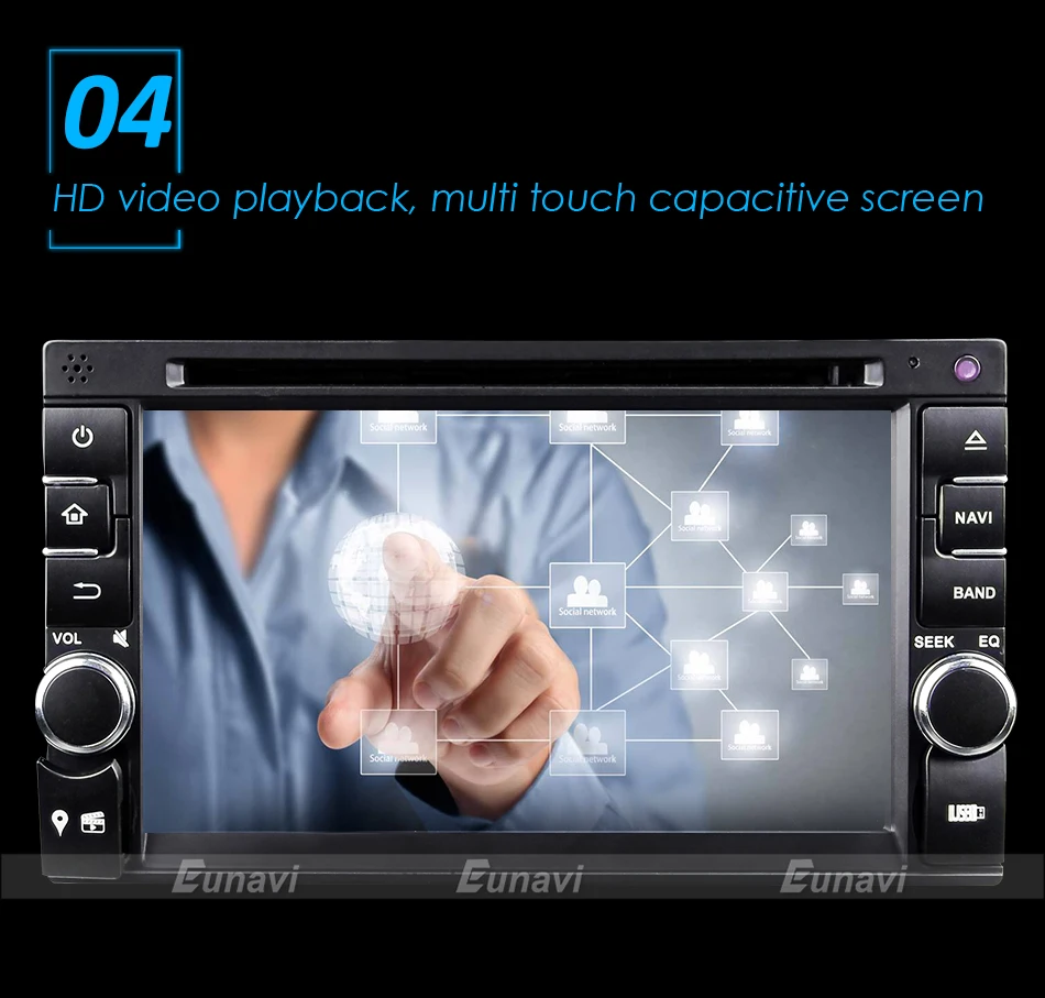 Excellent Eunavi Quad Core Universal 2 Din Android 9.0 Car radio dvd multimedia Player Capacitive Touch Screen Audio Stereo GPS Navigation 6