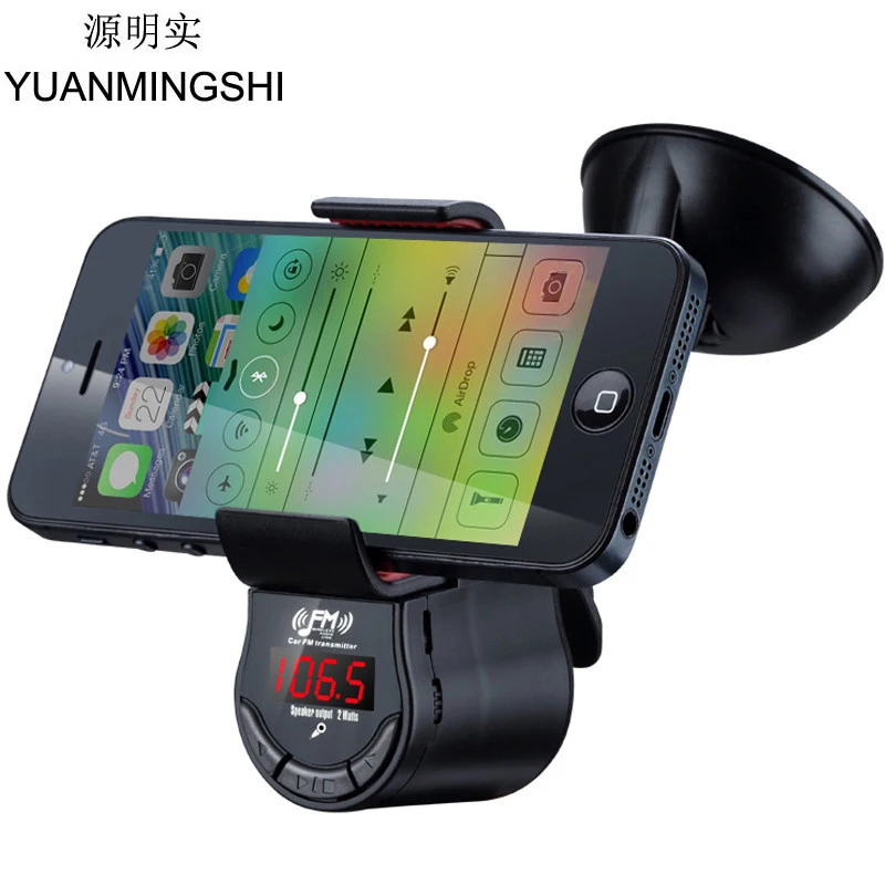 YUANMINGSHI Handsfree Bluetooth автомобильный комплект fm-передатчик MP3 аудио плеер с автомобильным держателем на присоске крепление для мобильного телефона gps