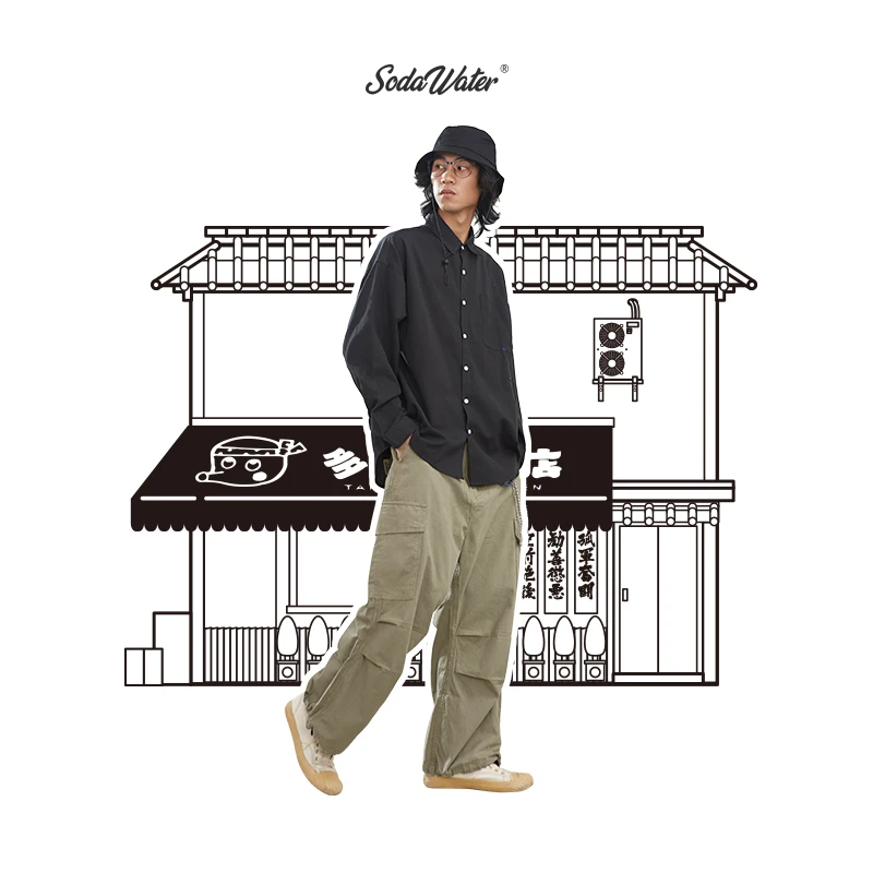

SODAWATER Men Streetwear Pants Men 2019 Autumn Loose Solid Color Pockets Cargo Pants Hip Hop Casual Joggers Trousers Men 94196SS