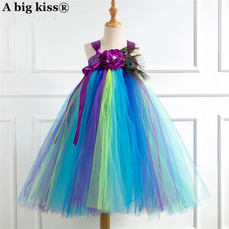 

New peacock hot yarn, custom Tutu dress, Nvtongpengpengqun dress, Halloween dress.grils wedding dress