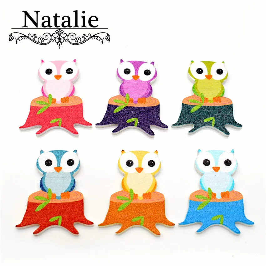 Special Offer Limited 30pcs/lot Colorful Wooden Owl Buttons Sewing
