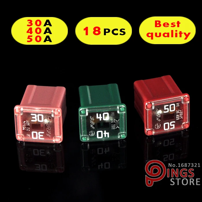 18PCS 30A 40A 50A Original rectangle small type Auto fuse,Japan and USA