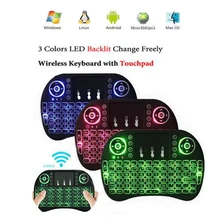 3 цвета с подсветкой i8 подсветка Русский Английский 2,4 ГГц Беспроводная мини клавиатура Smart tv box Сенсорная панель air mouse android tv box