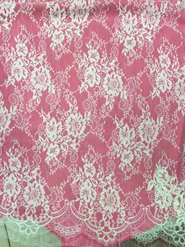 

White SYJ-8321 Embroidery Eyelash Lace Fabric Wedding Dress Skirt Cloth