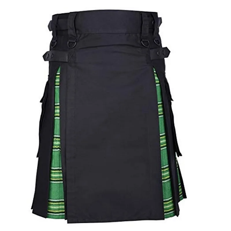 

MJARTORIA 2019 Casual Pleated Scottish Kilts Mens Fashion Pants Cargo Personality Trousers Plaids Pattern Loose Half Skirts