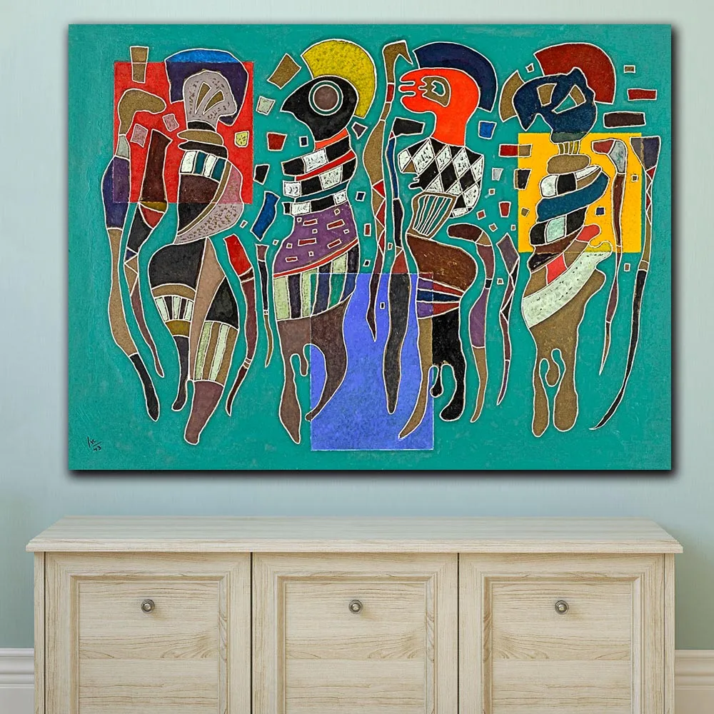 4 фигурки на 3 площади по Wassily Kandinsky холст живопись для гостиной украшение дома