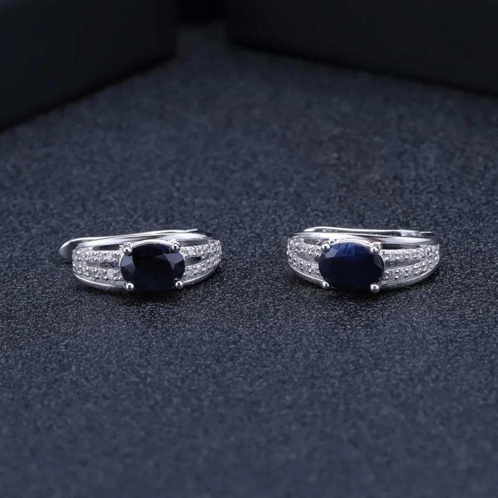 GEM'S BALLET 3.32Ct натуральные синие серьги из сапфирового драгоценного камня 925 пробы серебряные Винтажные серьги-гвоздики для женщин хорошее ювелирное изделие