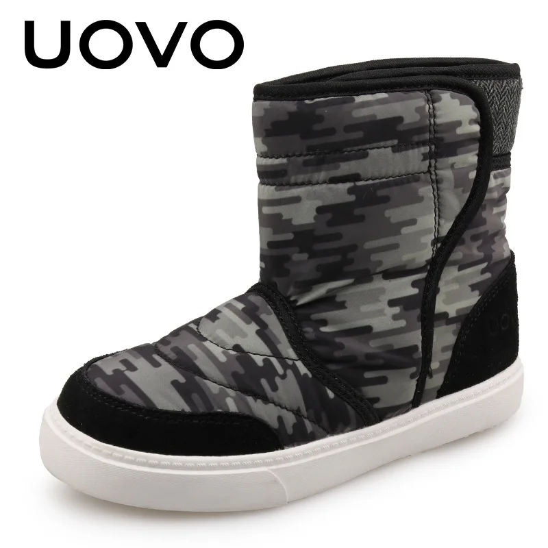 

UOVO 2017 Winter Fashion Ski Cloth Splash-proof Kids Boots Snow Shoes Girls Boots Black/Rose Red Eur SIZE # 27-39