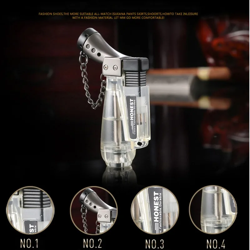 

Windproof Gas Lighter Flat Thin Shape Cigar Torch Lighters Inflated Key Chain Cigarette Accessories Outdoor Tools