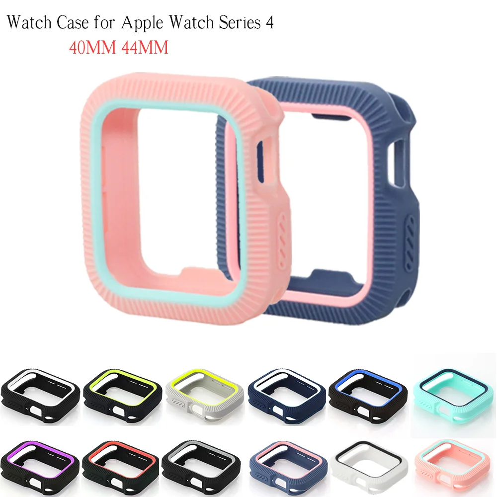 Силиконовый бампер для Apple Watch series 4 чехол iWatch candy color Cover Slim Fit протектор