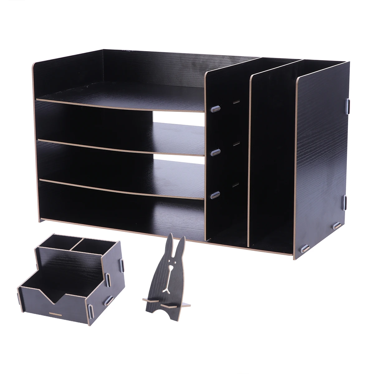 

Office Desk Organizer Rack Wooden Creative Multifunctional Home Stationery Office Bookshelf Supplies Folder Storager Box