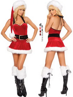 Теперь еще дешевле! женские рождественские костюмы сексуальное красное рождественское платье костюмы санта клауса униформа для взрослых - Цвет: Бежевый