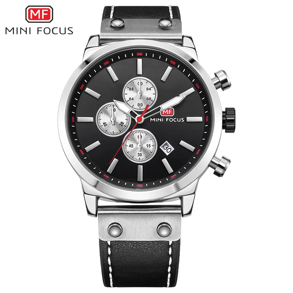 MINIFOCUS модные спортивные мужские часы Лидирующий бренд кварцевые наручные часы кожаные мужские военные часы с хронографом Relogio Masculino - Цвет: 02
