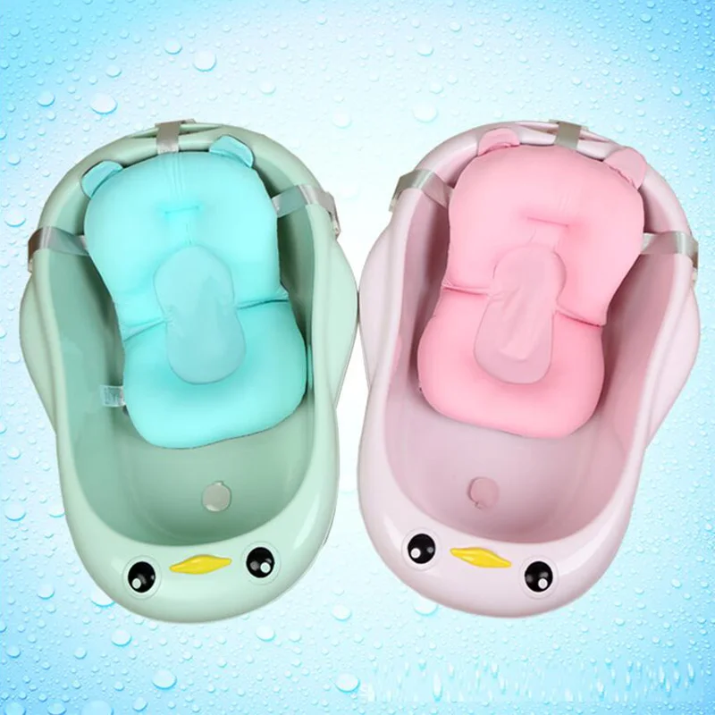 

Portable Baby Shower Bath Tub Pad Non-Slip Bathtub Mat Newborn Safety Security Bath Support Cushion Foldable Soft Pillow
