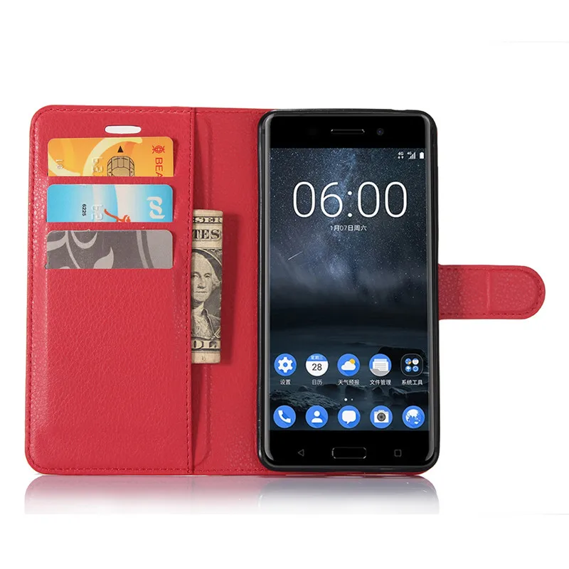 Чехол-кошелек для Nokia 6, кожаный чехол-книжка для телефона Nokia 6 TA-1021 TA-1033, чехол-бампер из ТПУ с отделением для карт