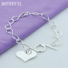 Women's Fancy Jewelry Heart Link Chain With Polished Heart Tag Bracelet 8 Toggle Clasp Women's Fancy Jewelry Heart Link Chain With Polished Heart Tag Bracelet 8 Toggle Clasp