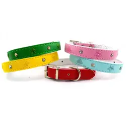 1PC Dog Collar Embroidery Rhinestone Adjustable Puppy Cat Leather Collar for Small Medium Dogs Leash Harness Accessories