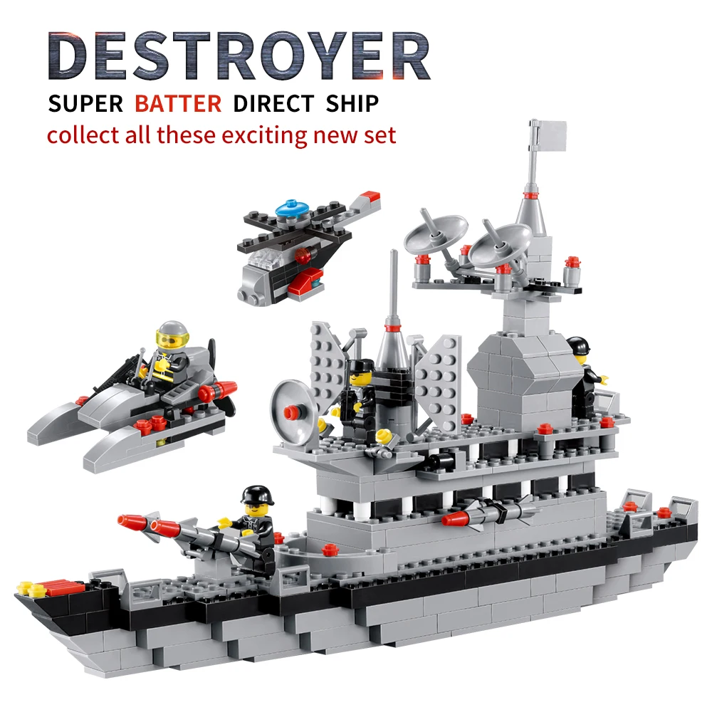 

480Pcs Super Battle Direct Ship Blocks Set Warship Model Military Building Blocks for Children Compatible Legoed Duploed