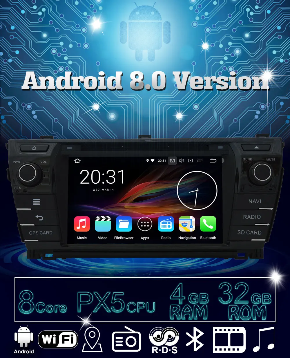 Flash Deal 8 Core Octa Core Android 8.0 Car DVD Multimedia for Toyota Corolla 2013 2014 2015 Car Radio With Bluetooth GPS Navigation 5