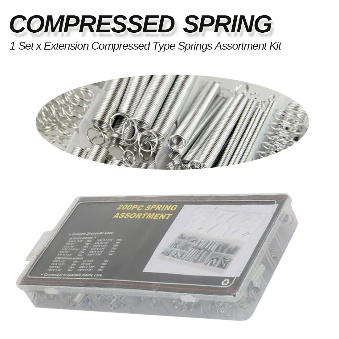 

200pcs Zinc Plated Steel Compression Carburetor Extension Springs Spring Assortment Set
