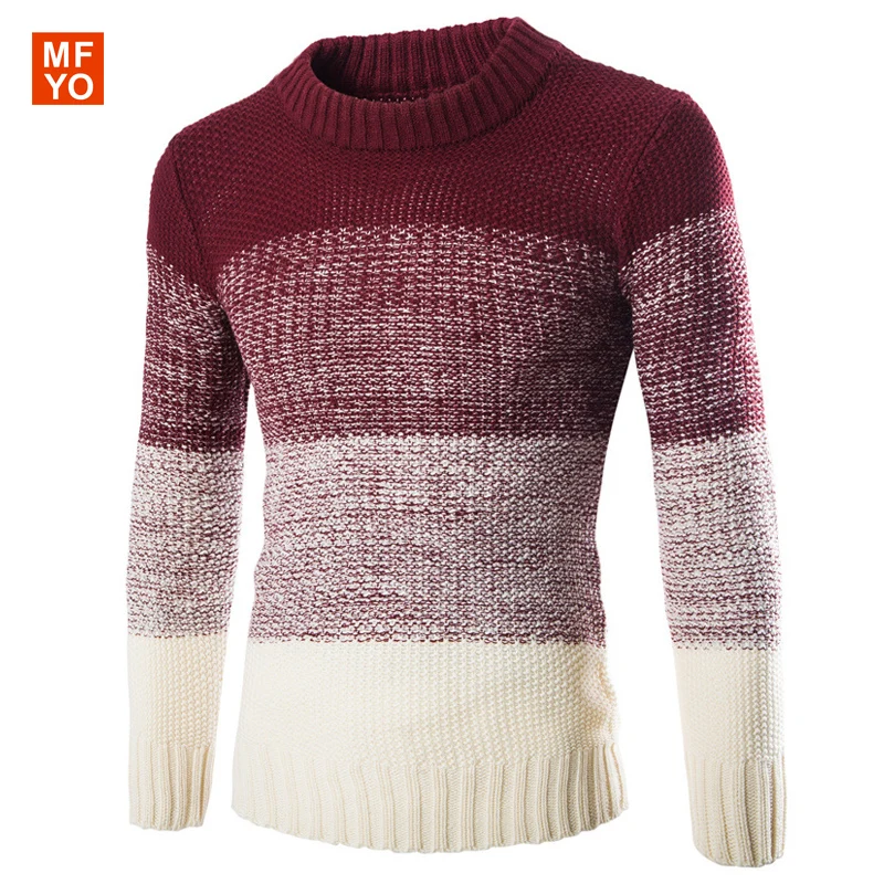 2016 New European Style Patchwork Mens Sweaters Star Pattern Long