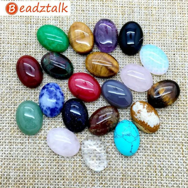 

Beadztalk Natural Stone Beads Cabochons Oval 13x18 mm DIY Earrings Jewelry Making Supplies Mixed Colors Hot Sale