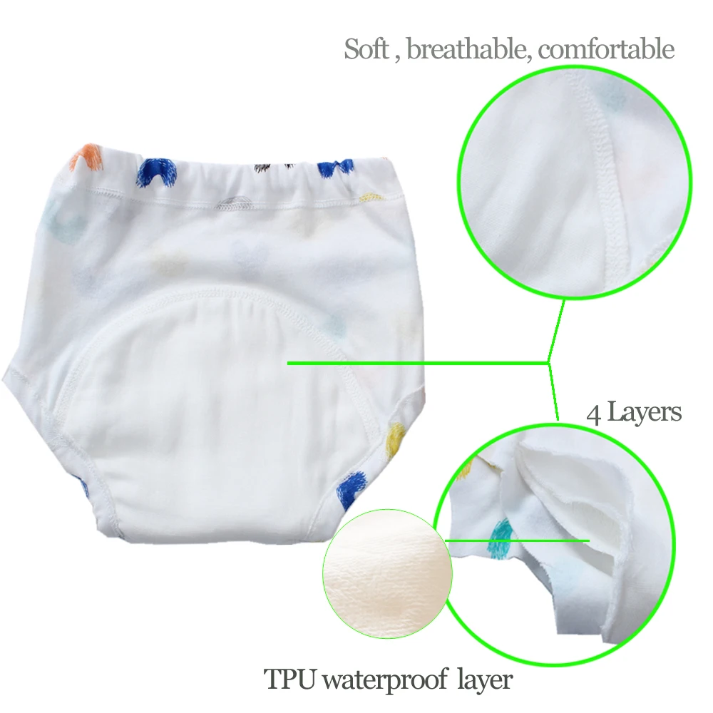 Onsale Newest Waterproof Potty Training Pants[ 5pcs in a Pack ] 100% Cotton Fabric UnderWear Kids Pants Soft ComChina Factory 6