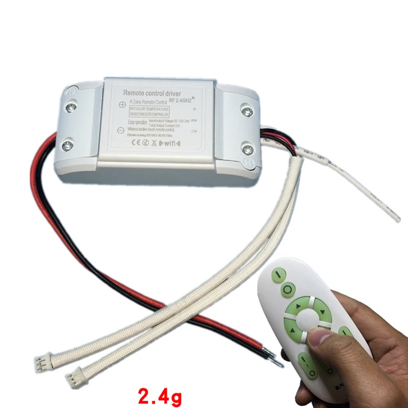 

IN Out 12V-24V 2.4G Remote Control Driver Power Supply Constant Voltage Dimming Drive Led Strip Controller 12A Two Way 3P Output