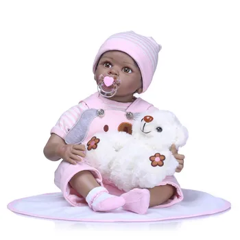 

22"/55cm Silicone Reborn Doll black skin baby Girl Boy Play House Toys Early Education realista Dolls kids Xmas Birthday Gift