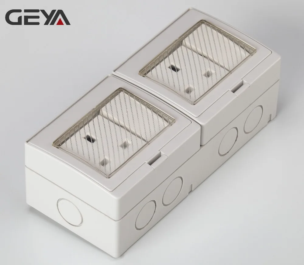 

GEYA British Type Waterproof 2 Gang Switch 2 Gang Socket or 2 Gang 2 Way Bathroom Home or Industrial Use