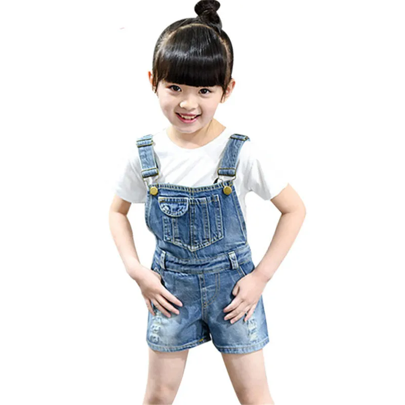 

Big Girls Overalls For Kids Jumpsuit Clothes Casual Denim Short Pants Summer Baby Denim Bib Cowboy Pants Trousers T78