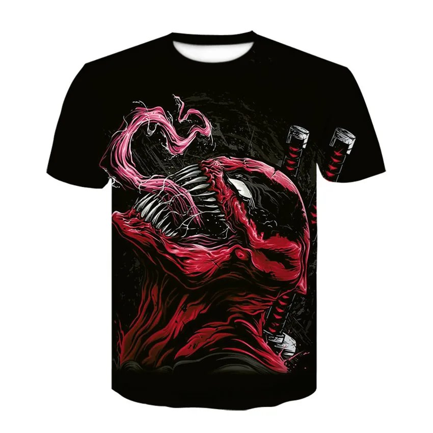 

New venom series men's t-shirt Summer 3D printing round neck short sleeve Marvel series casual T-shirt Fashion cool men's shirt