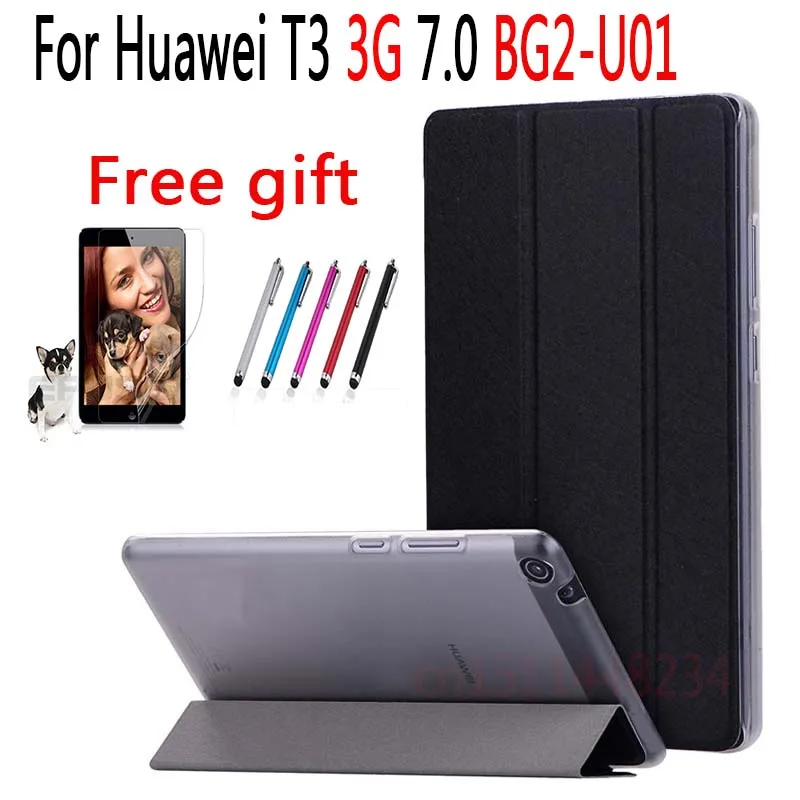 

New Slim cover+Transparent PC Back Case For Huawei Mediapad T3 7 3G BG2-U01 Tablet case T3 3G 7.0 + Screen protection + stylus