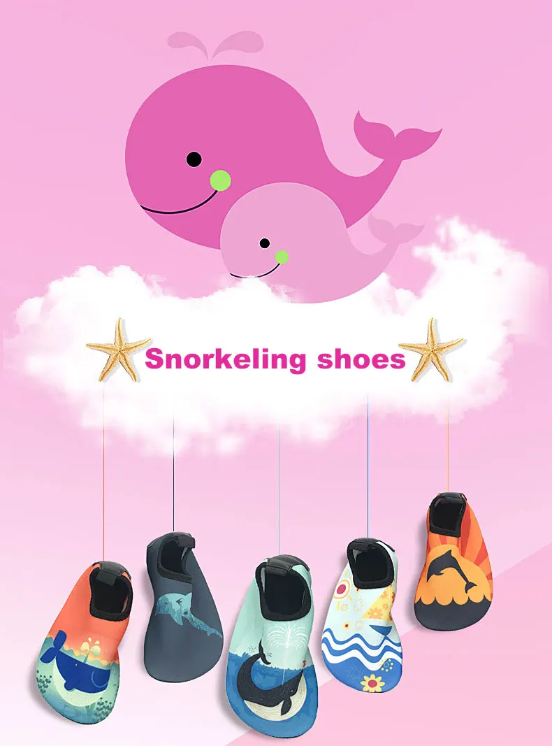 1 (1)Kid Quick Drying Swim Wading Shoes Casual Footwear Barefoot LightWeight Aqua Socks For Beach Pool Cartoon Children Slippers Hot