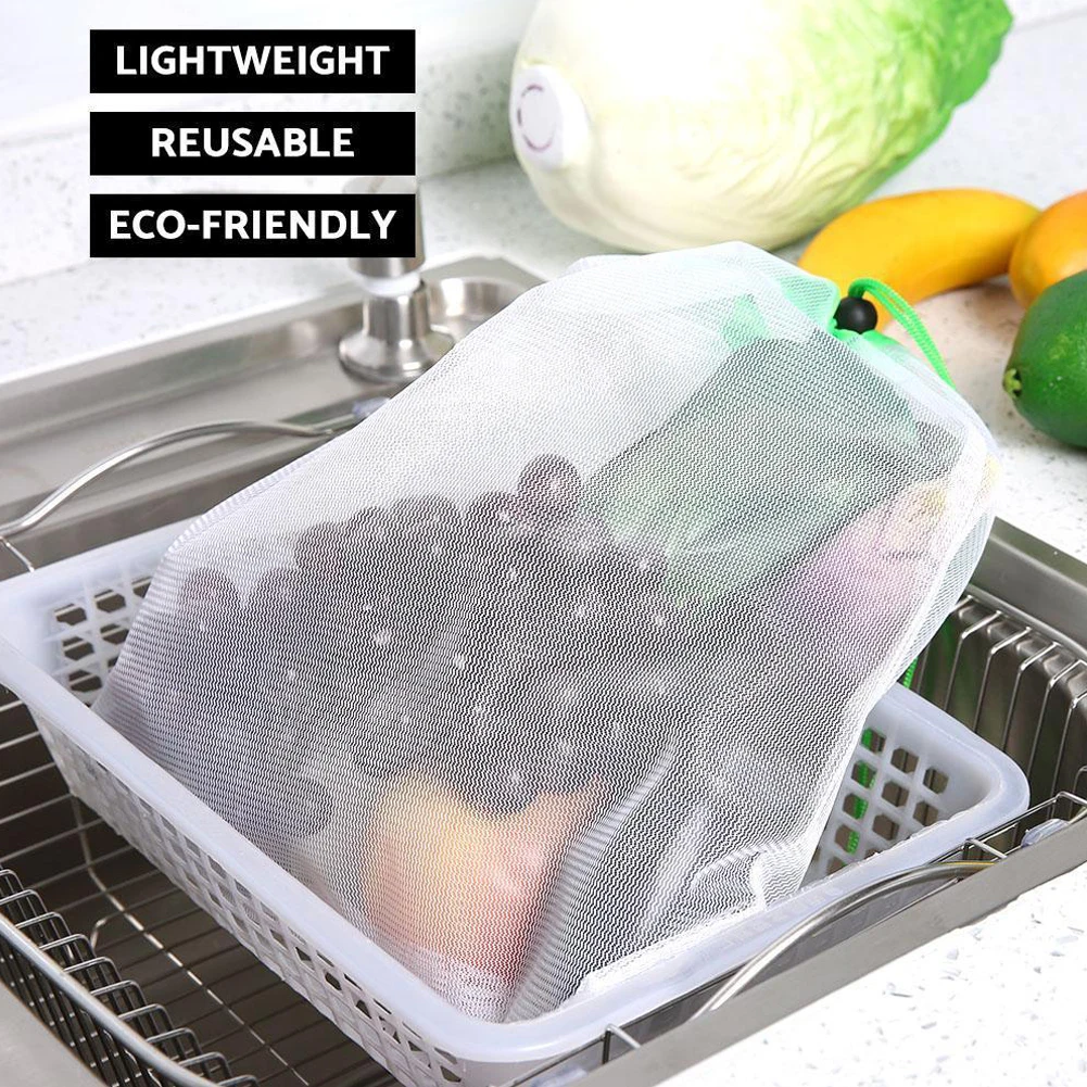 15 шт многоразовые сетчатые сумки для производства моющиеся экологически чистые сумки для Хранение продуктов питания для фруктов и овощей