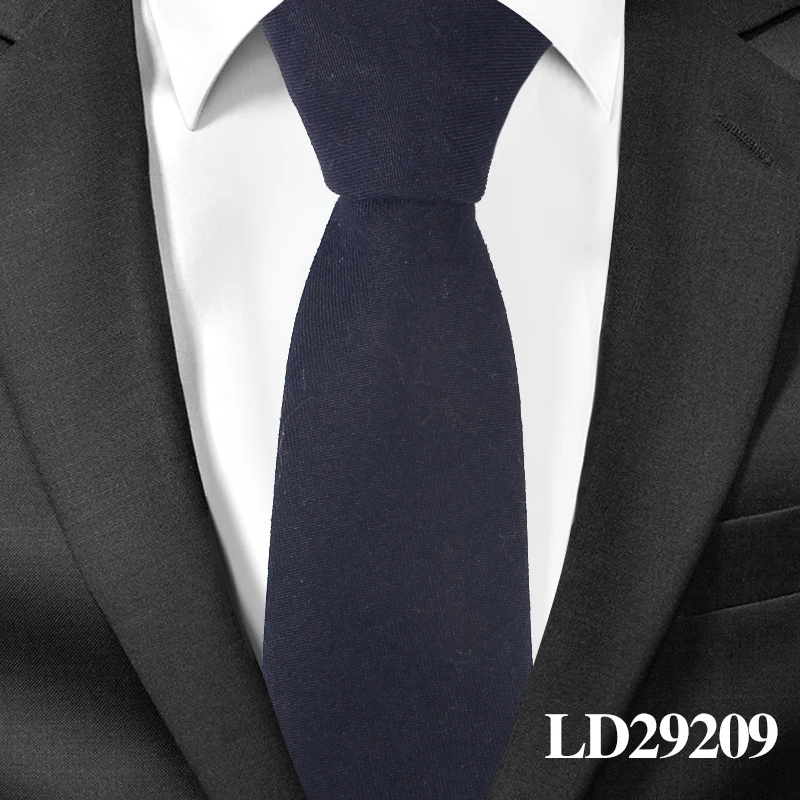 Хлопковые галстуки для мужчин, повседневные Костюмы, обтягивающие Галстуки Gravatas, однотонные черные мужские галстуки s, галстуки для бизнеса, ширина 6 см, свадебные мужские галстуки - Цвет: LD29209