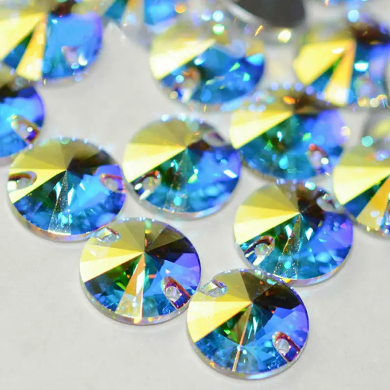 -3200-All-Sizes-AB-Rivoli-Super-Glitter-Glass-Stones-Flatback-Crystal-Sew-On-Strass-Craft